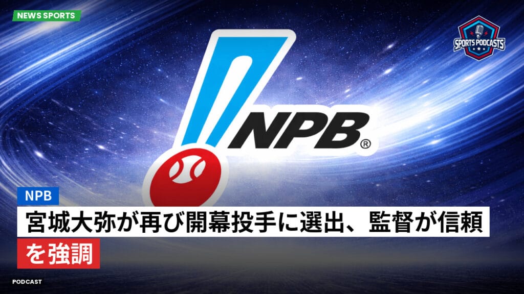 Npb Podcast: NPB : 宮城大弥が再び開幕投手に選出、監督が信頼を強調