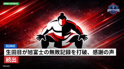 大相撲 Podcast: 生田目が旭富士の無敗記録を打破、感謝の声続出